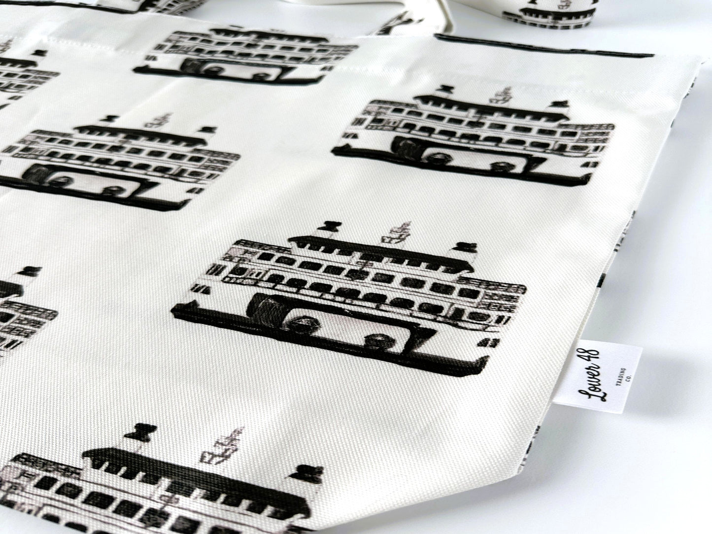 Washington Ferry Design Large Tote Bag