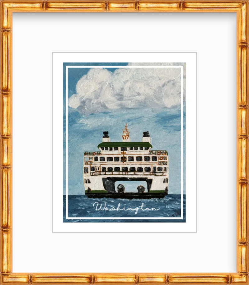 Washington Ferry Painting Travel Design Giclee Print