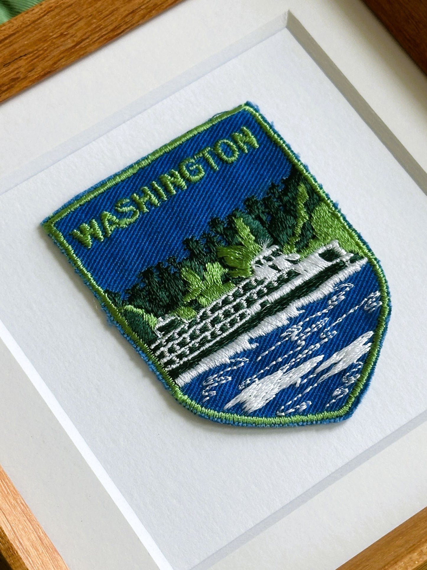 Washington State Ferry Vintage Framed Travel Patch