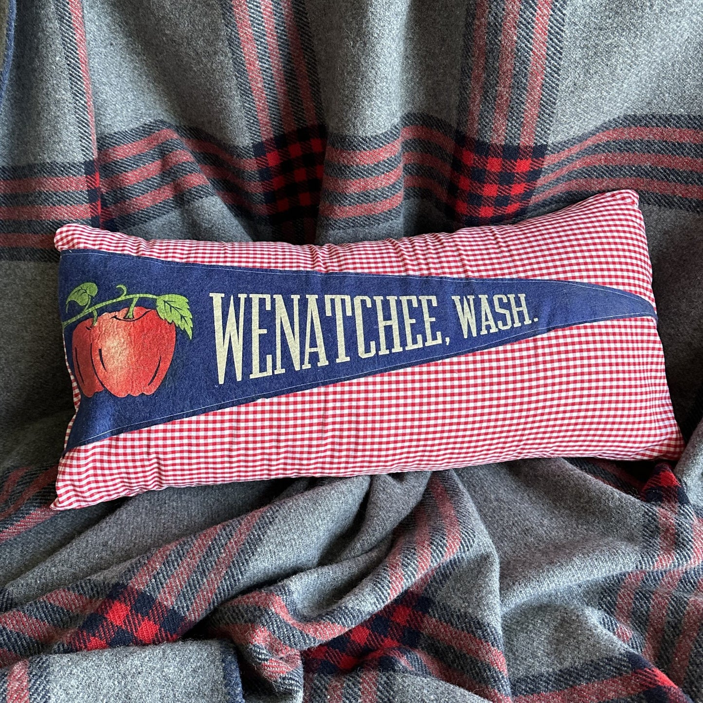 Washington Wenatchee Vintage 1950s Pennant on New Woven Throw Pillow