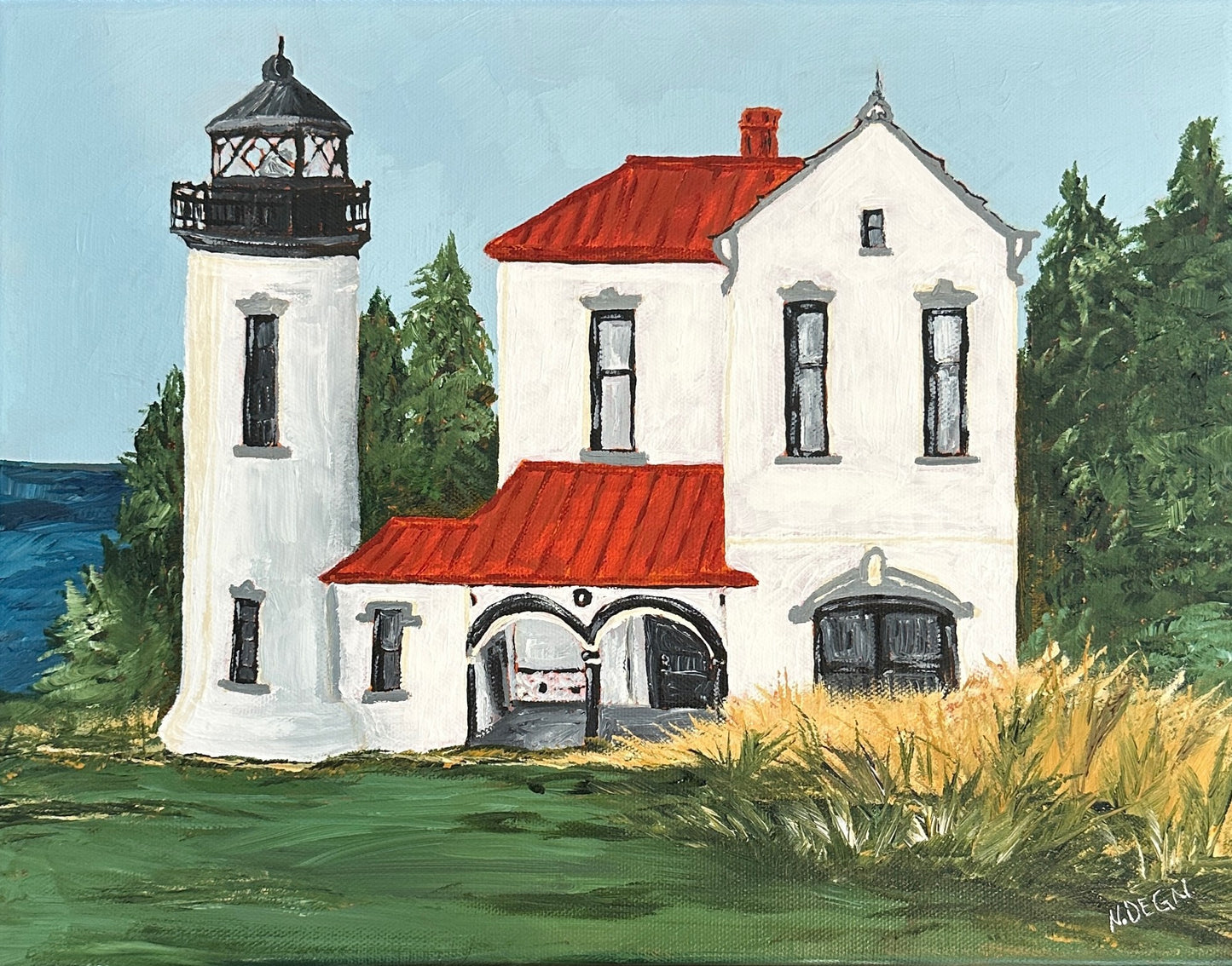 Washington Whidbey Island Fort Casey Admiralty Head Lighthouse Painting Giclee Print