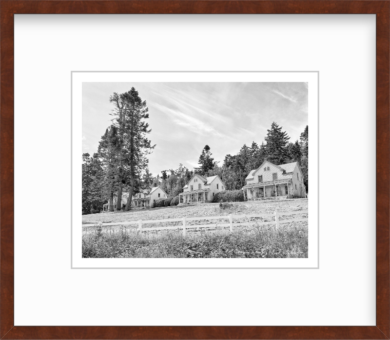 Washington Whidbey Island Fort Casey Houses in Black and White Giclee Travel Print