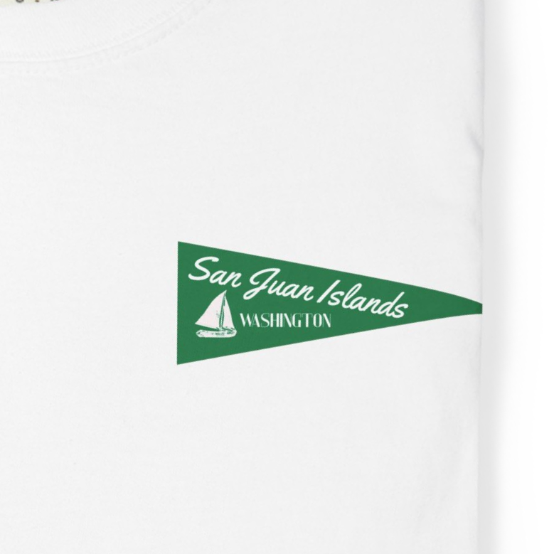Washington San Juan Islands Pennant Sailboat Adult Unisex T-Shirt White