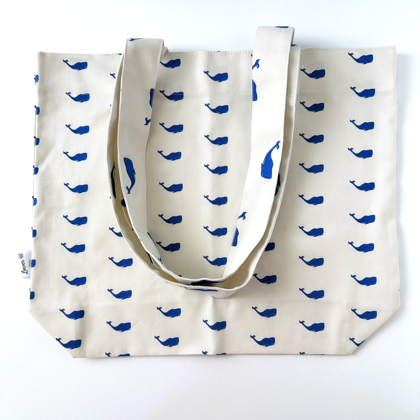 Whale Block Print Large Tote Bag