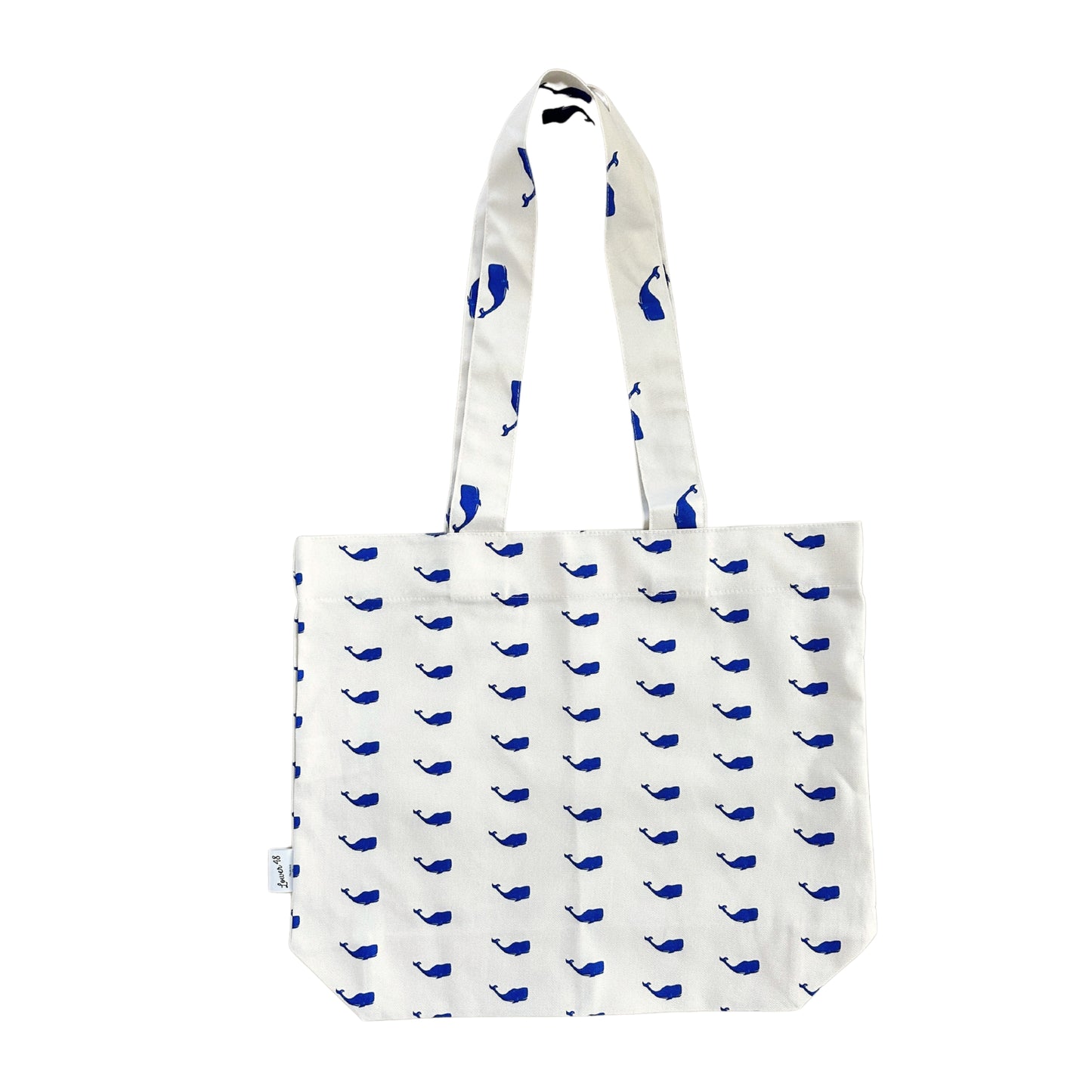 Whale Block Print Large Tote Bag