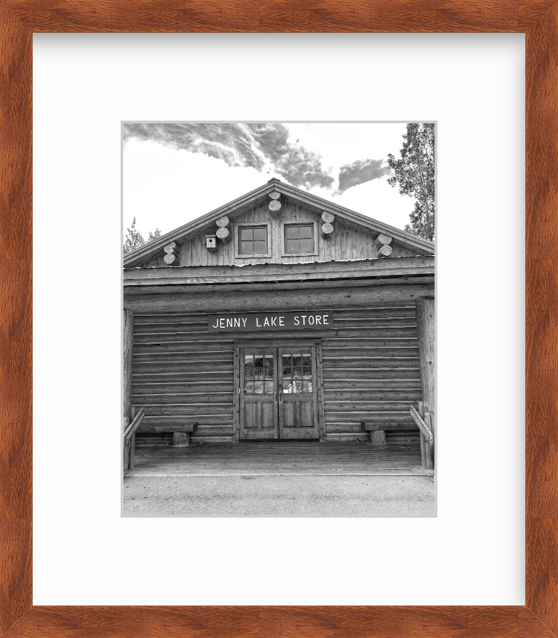 Wyoming Grand Teton National Park Jenny Lake Store Black and White Giclee Print