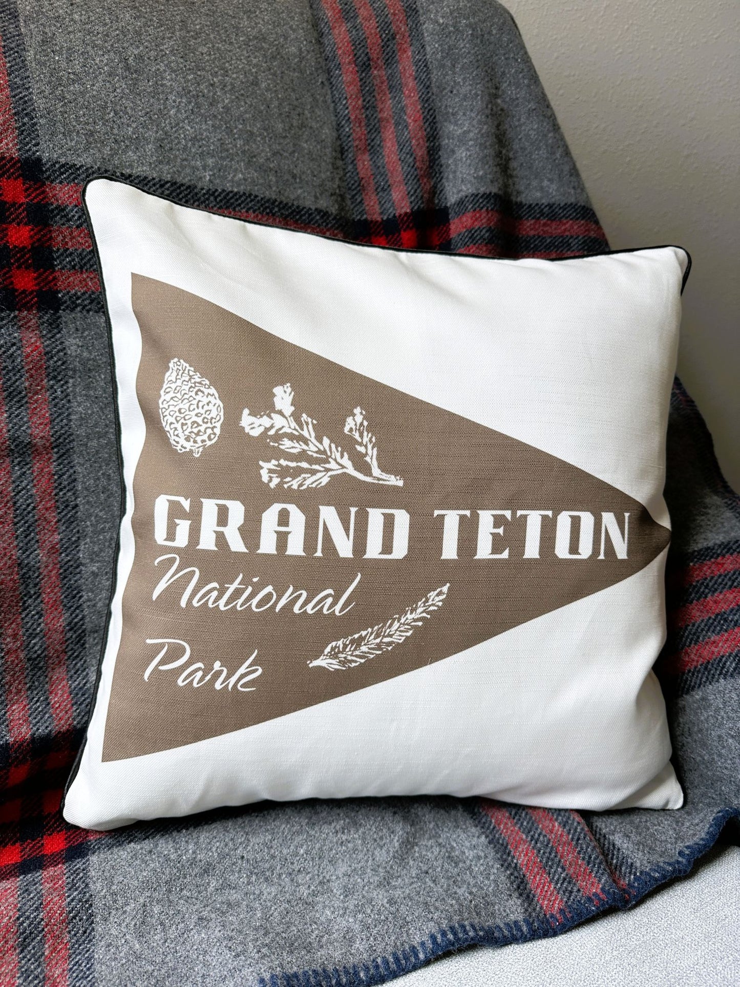 Wyoming Grand Teton National Park Pennant Design Throw Pillow