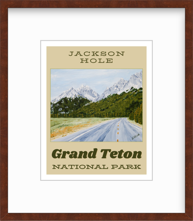 Wyoming Grand Teton National Park Painting Giclee Travel Style Art Print