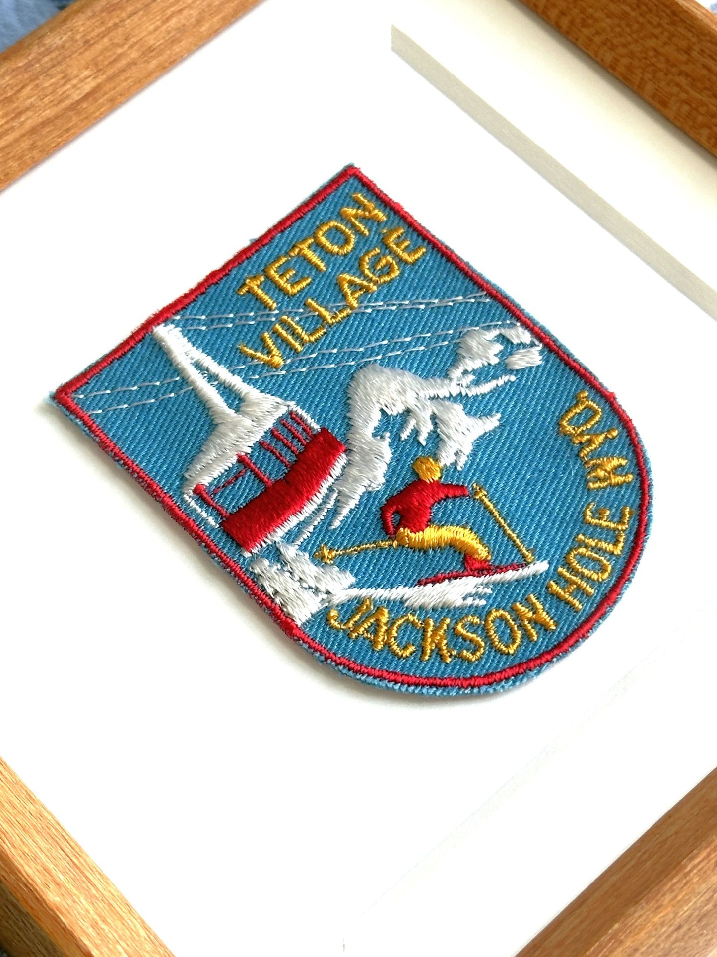 Wyoming Jackson Hole Teton Village Ski Vintage Framed Travel Patch