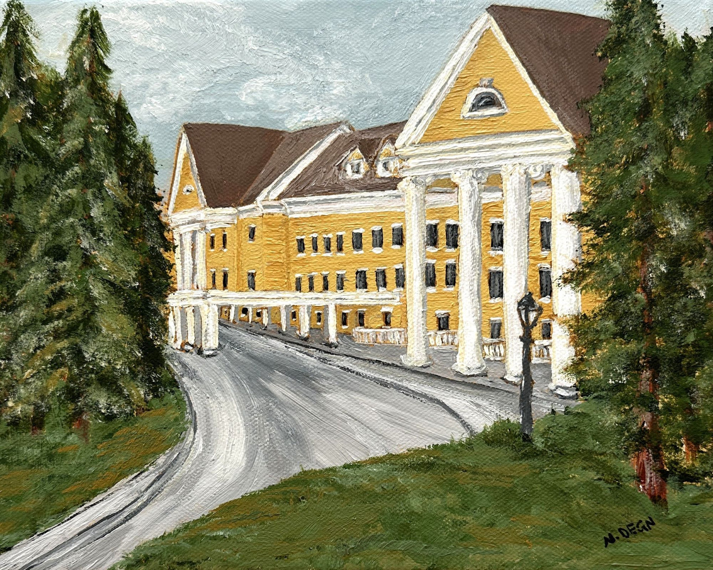 Wyoming Yellowstone National Park Lake Hotel Painting Giclee Art Print