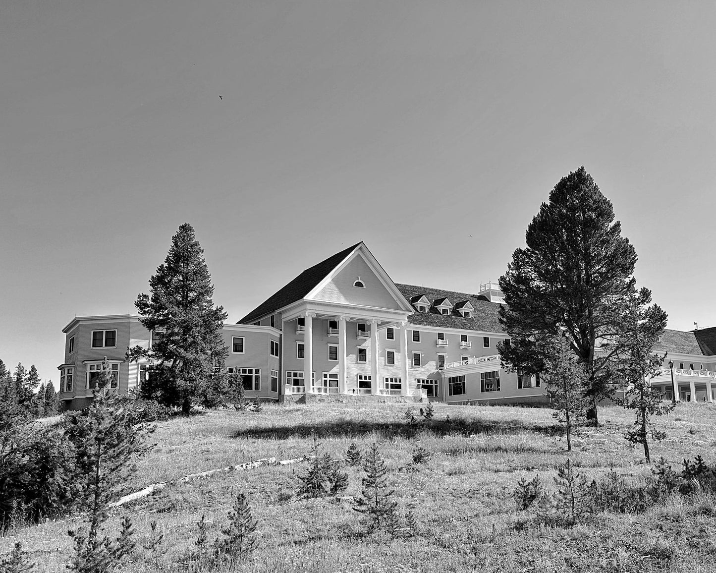 Wyoming Yellowstone National Park Lake Hotel Black and White Giclee Print