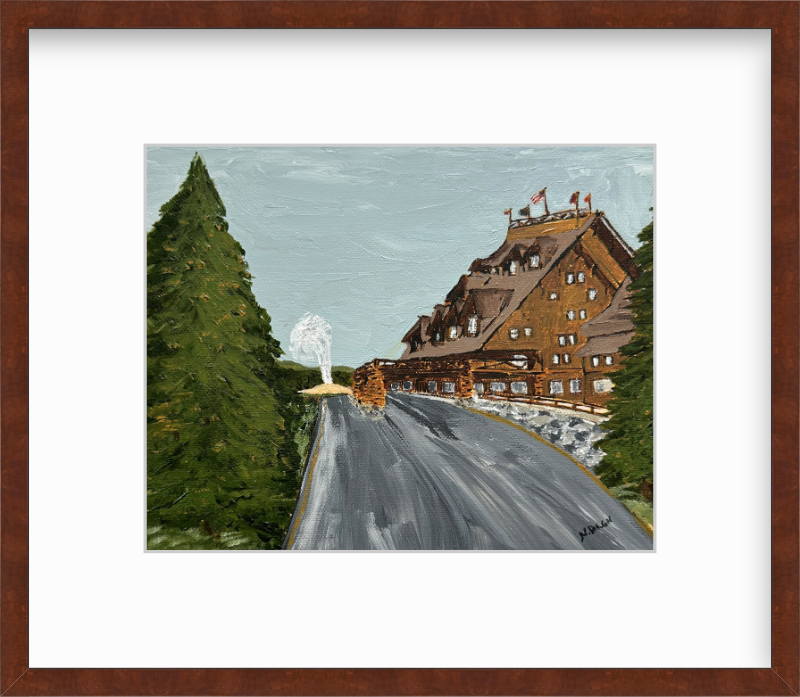 Wyoming Old Faithful Inn Yellowstone National Park Painting Giclee Art Print