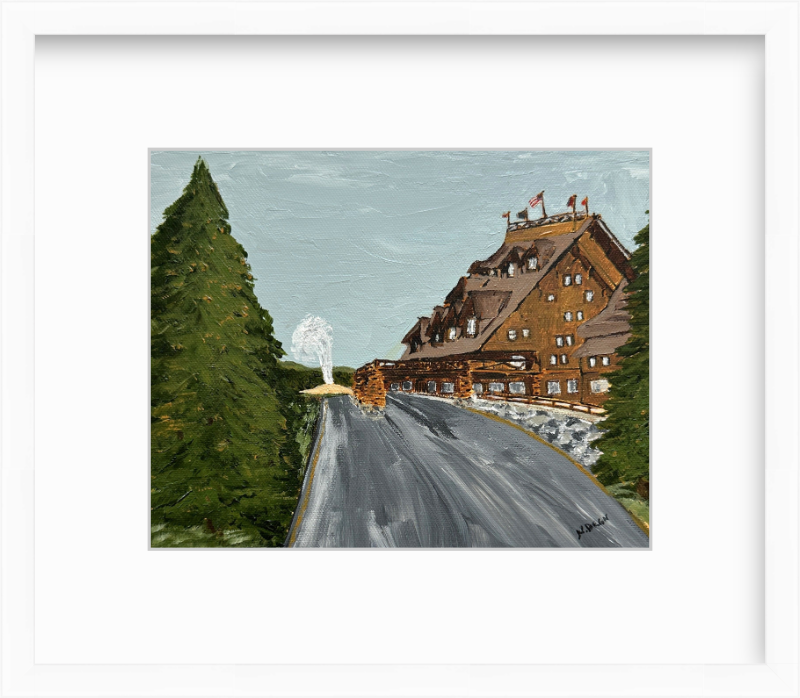 Wyoming Old Faithful Inn Yellowstone National Park Painting Giclee Art Print