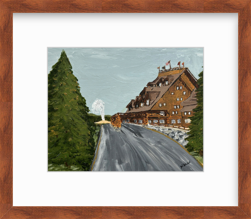 Wyoming Old Faithful Inn Yellowstone National Park Painting Giclee Art Print