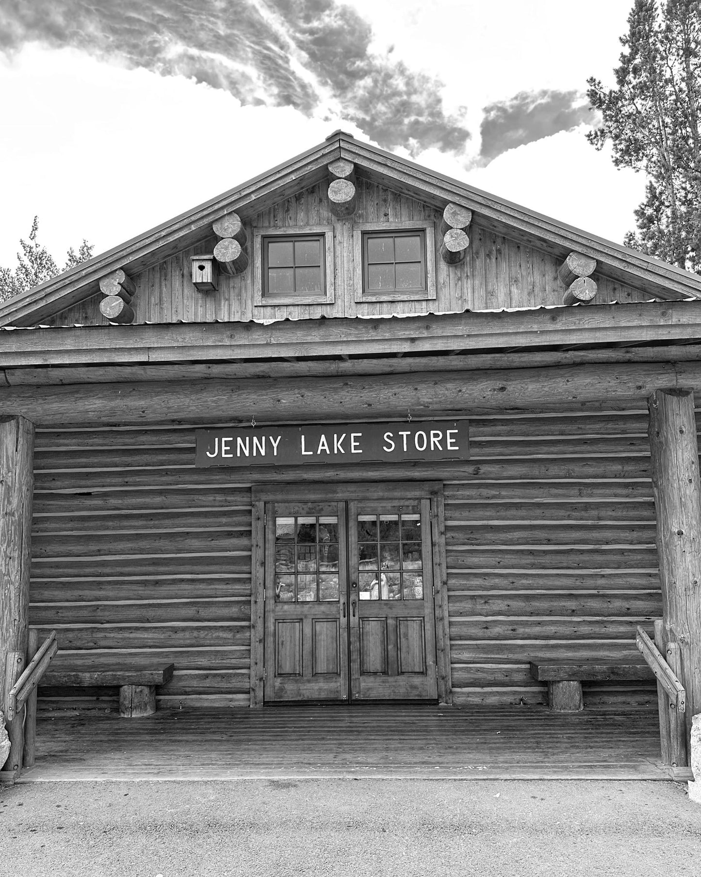 Wyoming Grand Teton National Park Jenny Lake Store Black and White Giclee Print