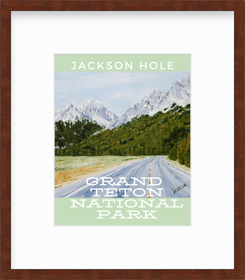 Wyoming Grand Teton National Park Painting Giclee Travel Style Art Print