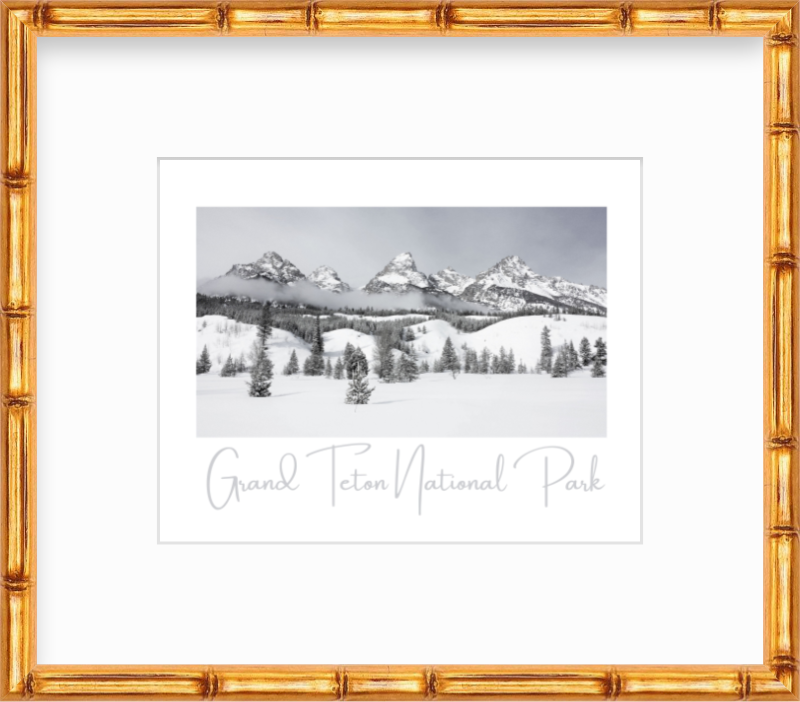 Wyoming Grand Teton National Park in Winter Giclee Travel Style Print