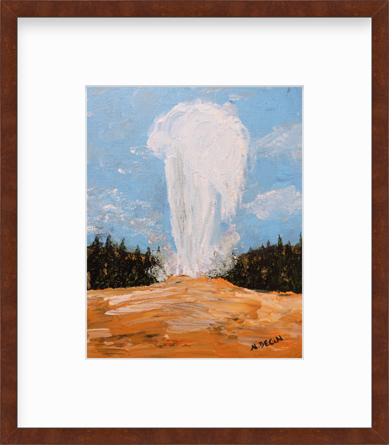 Wyoming Old Faithful Geyser Yellowstone National Park Painting Giclee Art Print