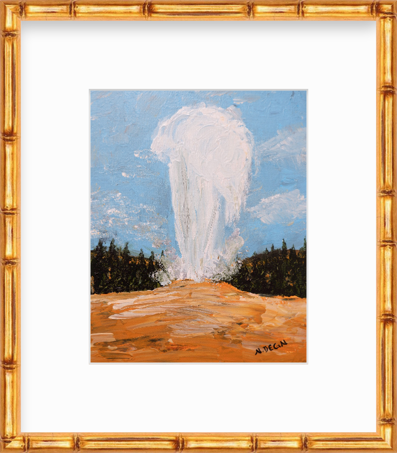 Wyoming Old Faithful Geyser Yellowstone National Park Painting Giclee Art Print