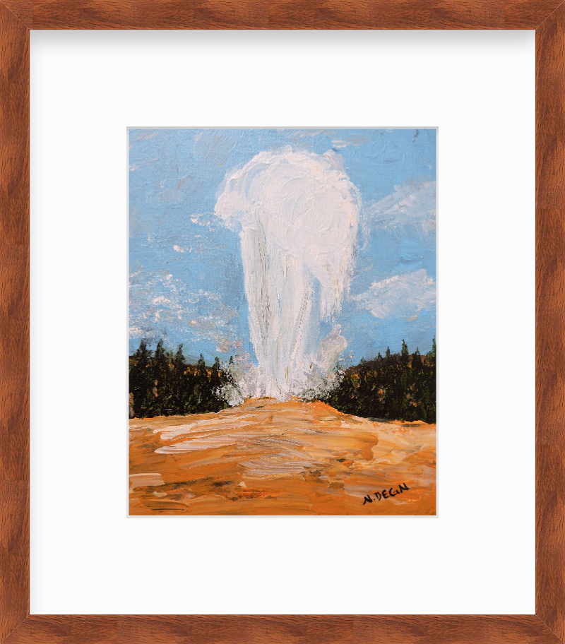 Wyoming Old Faithful Geyser Yellowstone National Park Painting Giclee Art Print