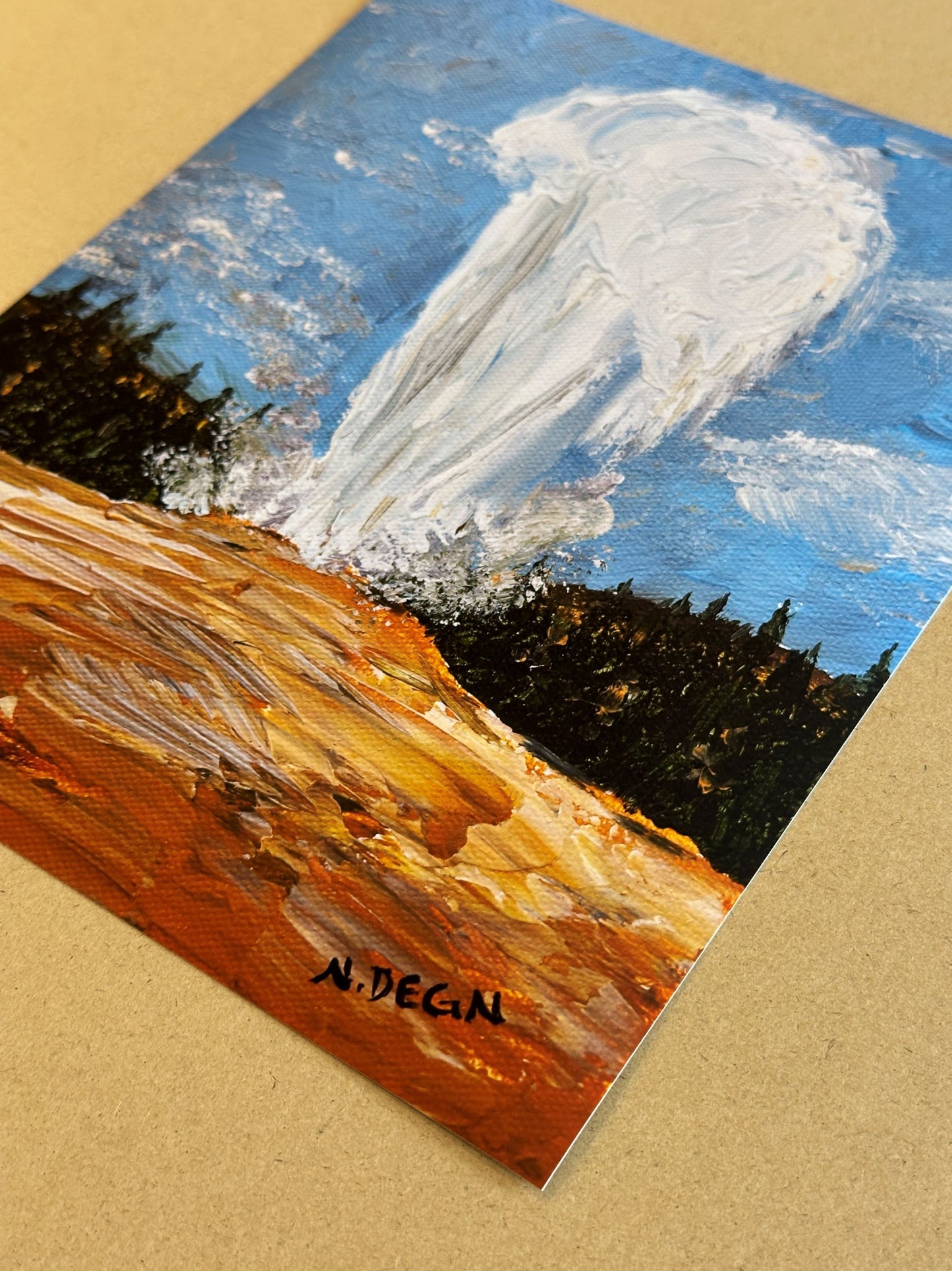 Wyoming Old Faithful Geyser Yellowstone National Park Painting Giclee Art Print
