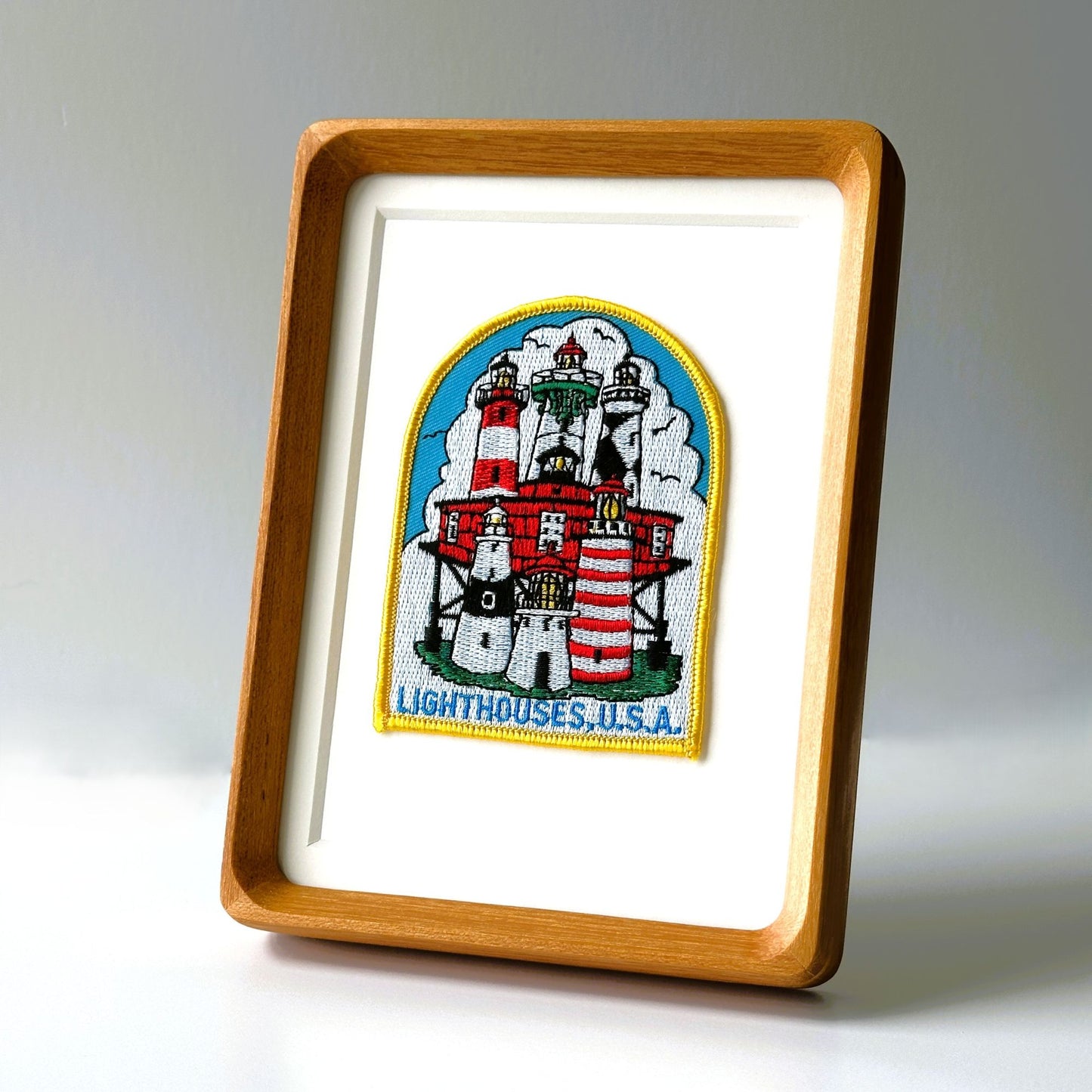 American Lighthouses Framed Large Vintage Travel Patch