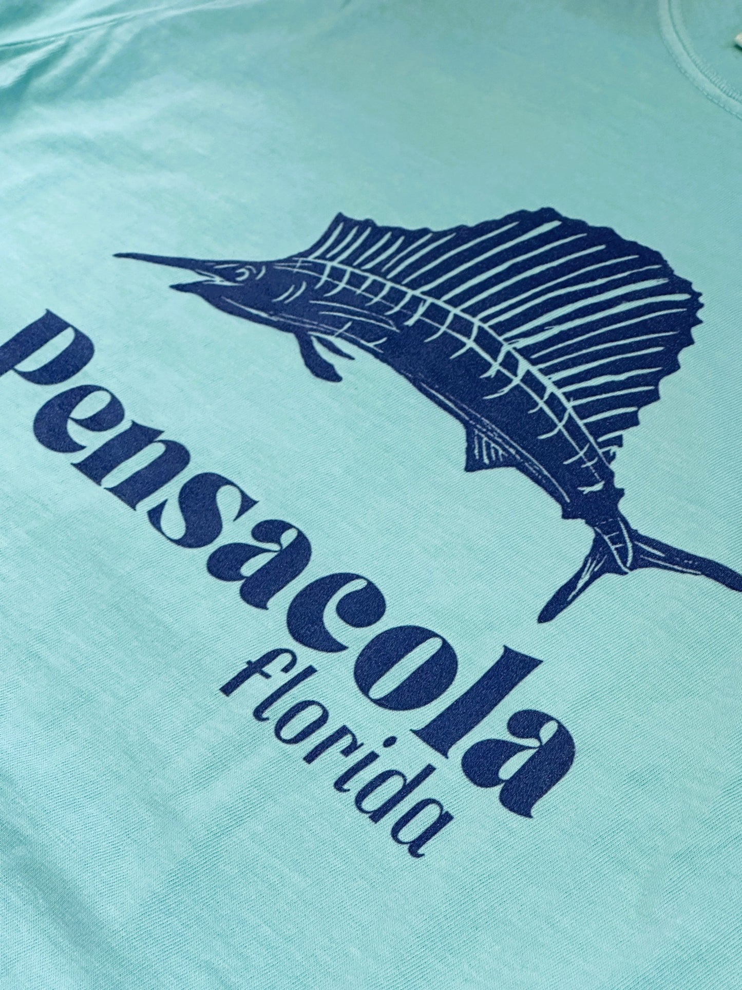 Florida Pensacola Sailfish Adult Unisex T-Shirt Mint Blue Green
