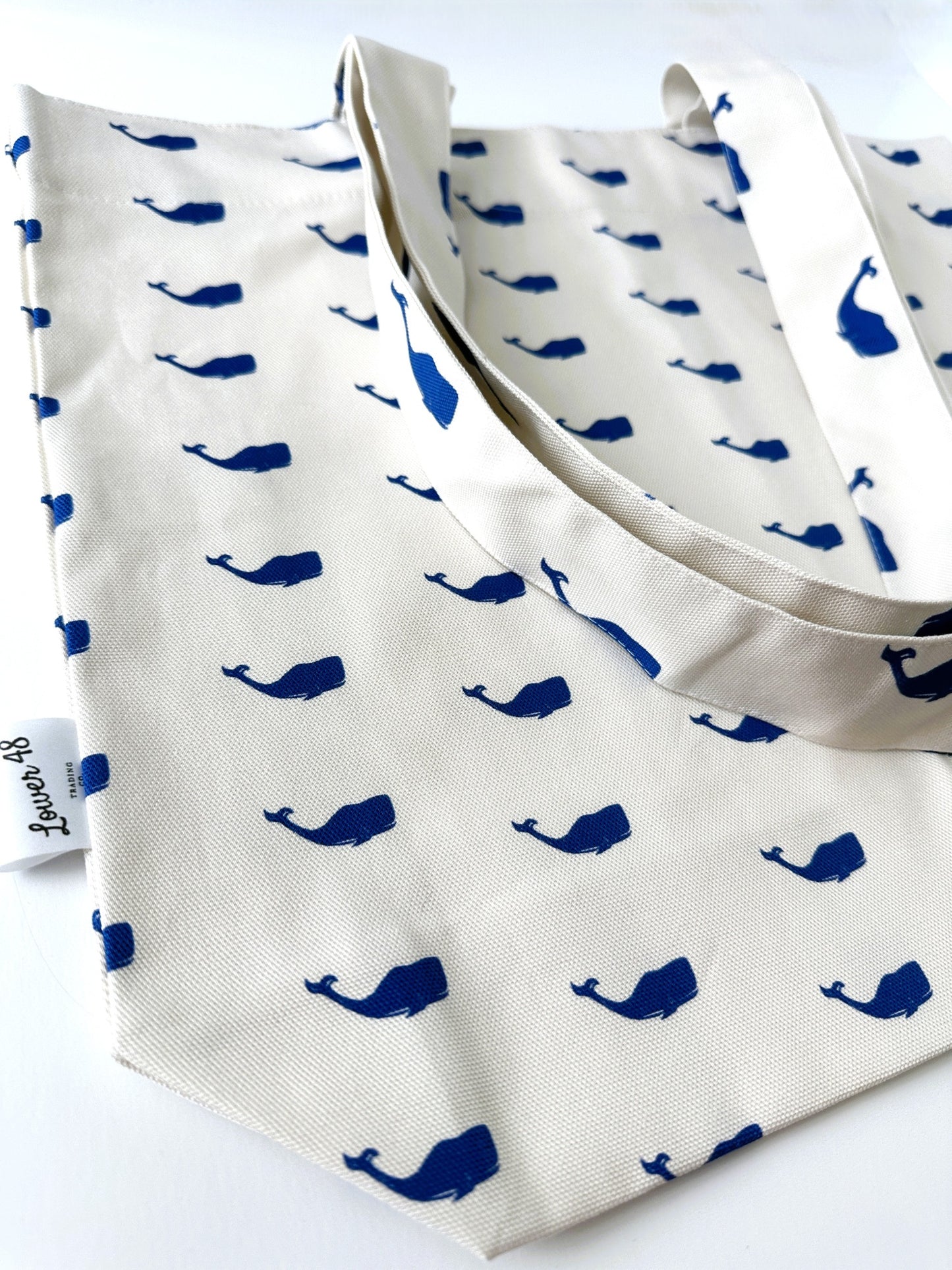 Whale Block Print Large Tote Bag