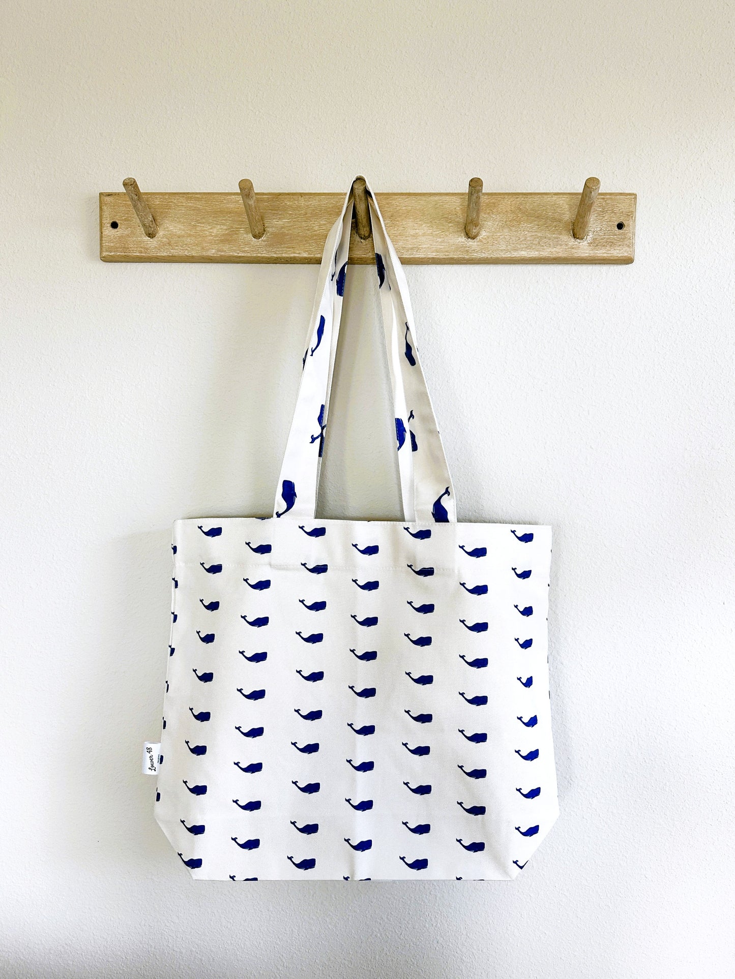 Whale Block Print Large Tote Bag