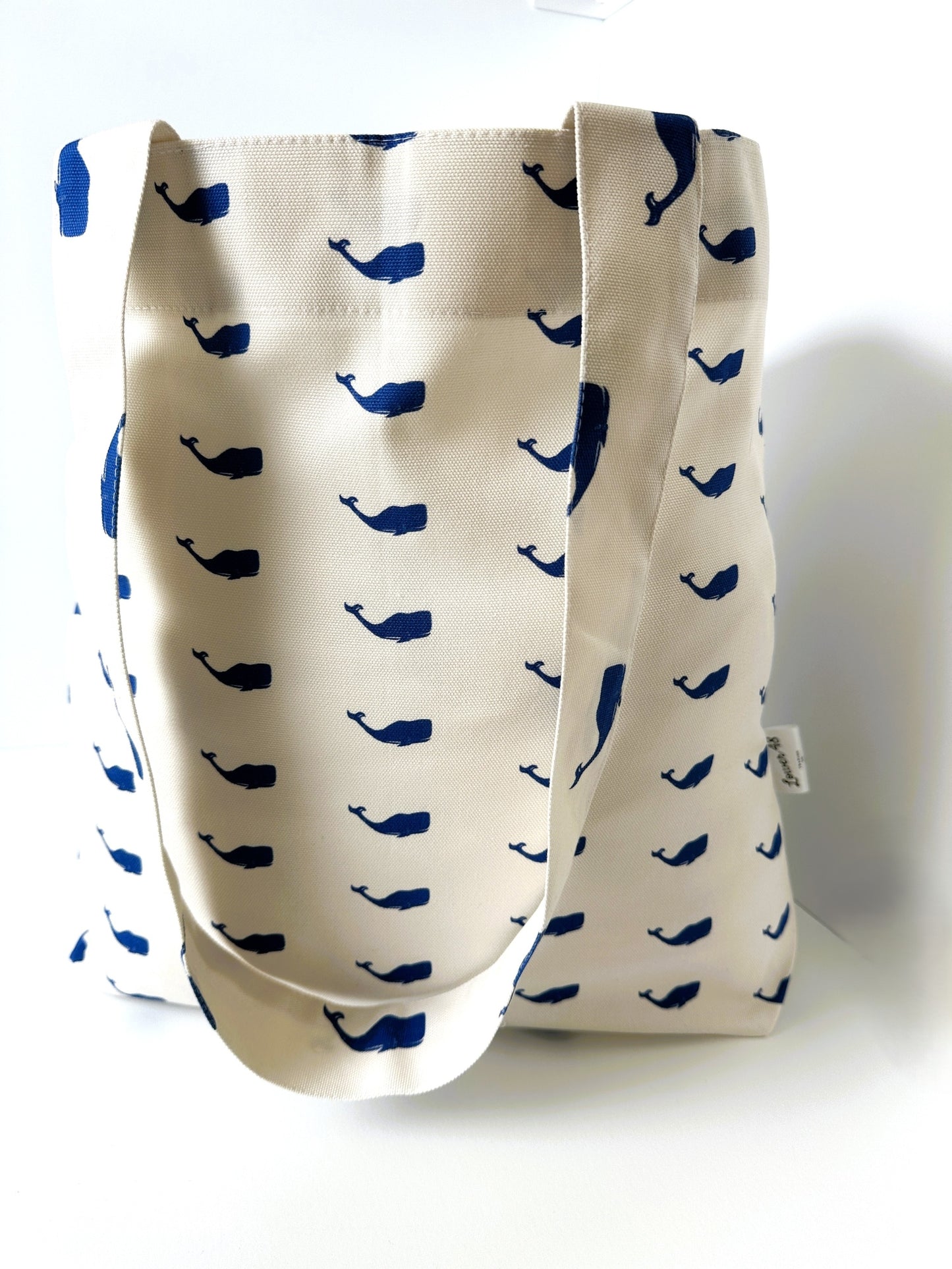 Whale Block Print Large Tote Bag