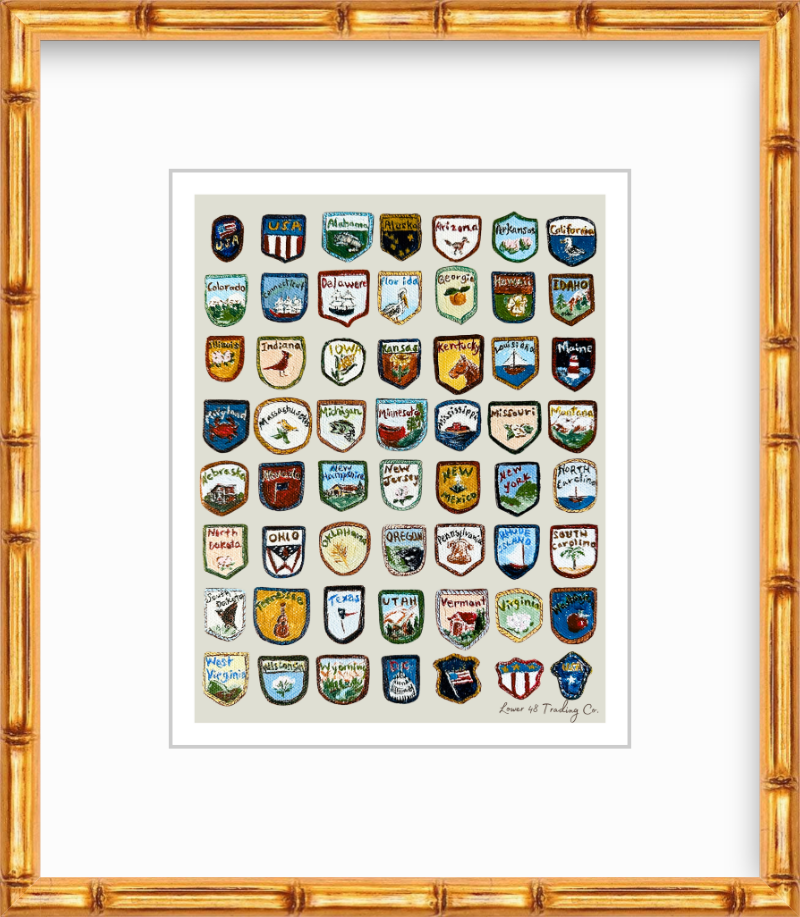 American 50 States Vintage Road Trip Painted Patches by Nikki Degn Giclee Art Print