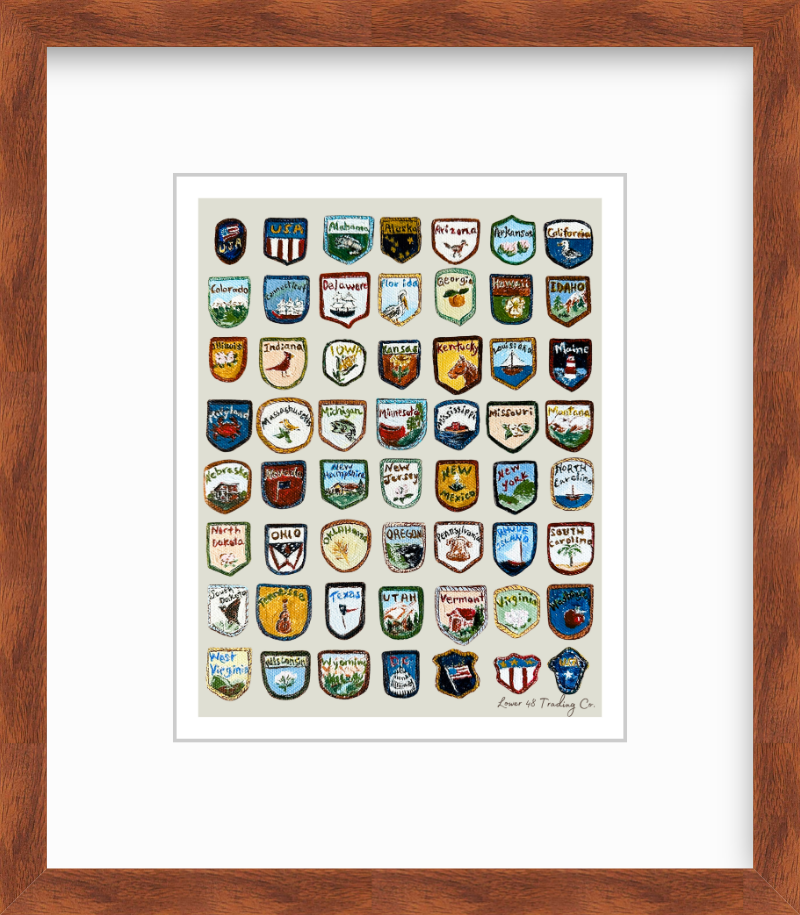 American 50 States Vintage Road Trip Painted Patches by Nikki Degn Giclee Art Print