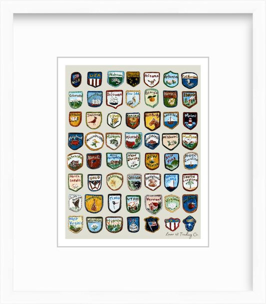 American 50 States Vintage Road Trip Painted Patches by Nikki Degn Giclee Art Print