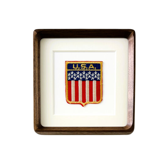 American Banner Flag Framed Vintage Travel Patch