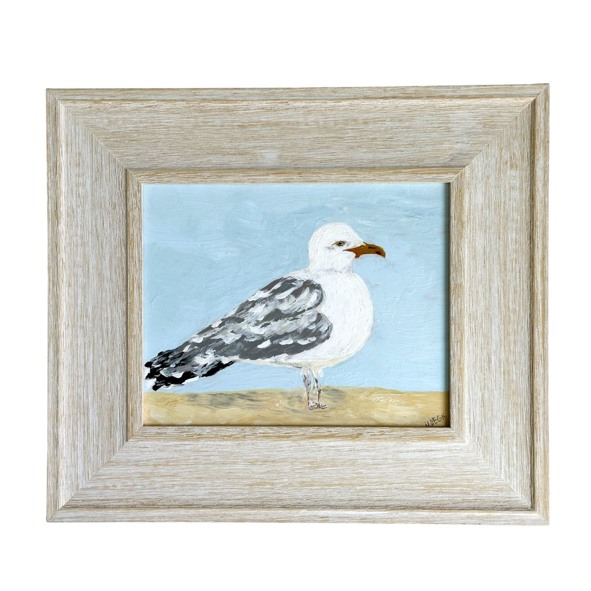 American Coastal Seagull Original Painting by Nikki Degn 8x10 inches Acrylic on Panel Board Solid Wood Framed