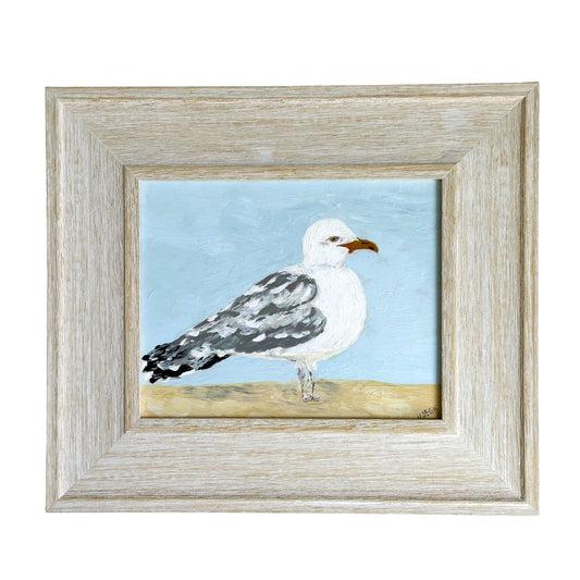 American Coastal Seagull Original Painting by Nikki Degn 8x10 inches Acrylic on Panel Board Solid Wood Framed