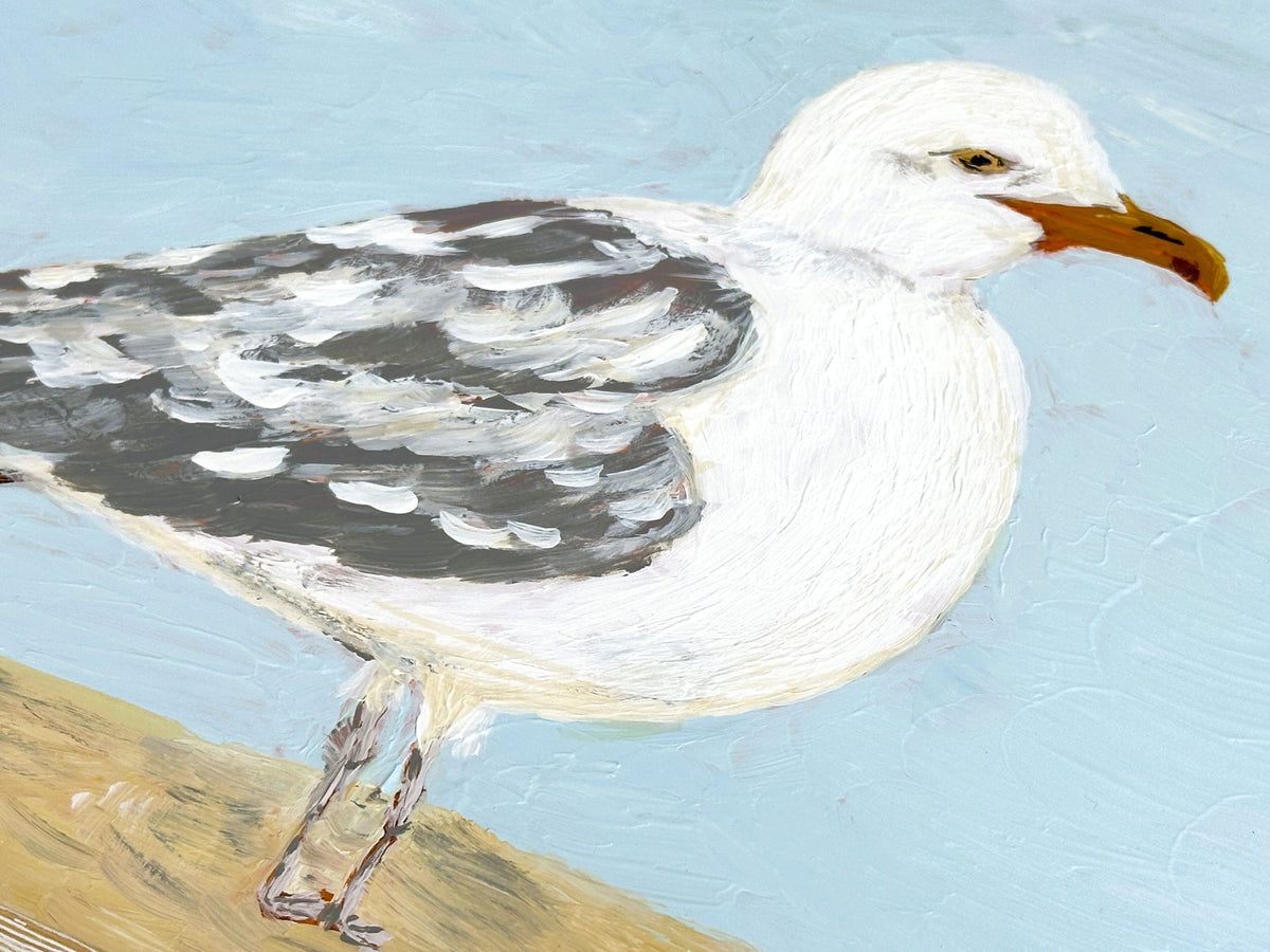 American Coastal Seagull Original Painting by Nikki Degn 8x10 inches Acrylic on Panel Board Solid Wood Framed