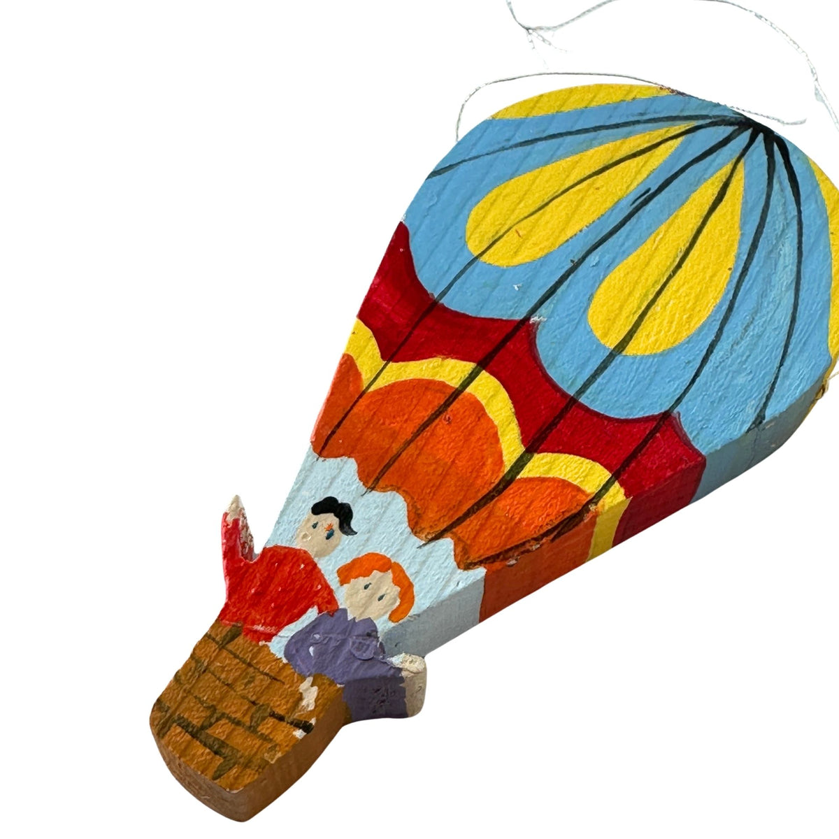 American Vintage Country Wooden Hot Air Balloons Folk Art Hand Painted Ornaments Set of 3