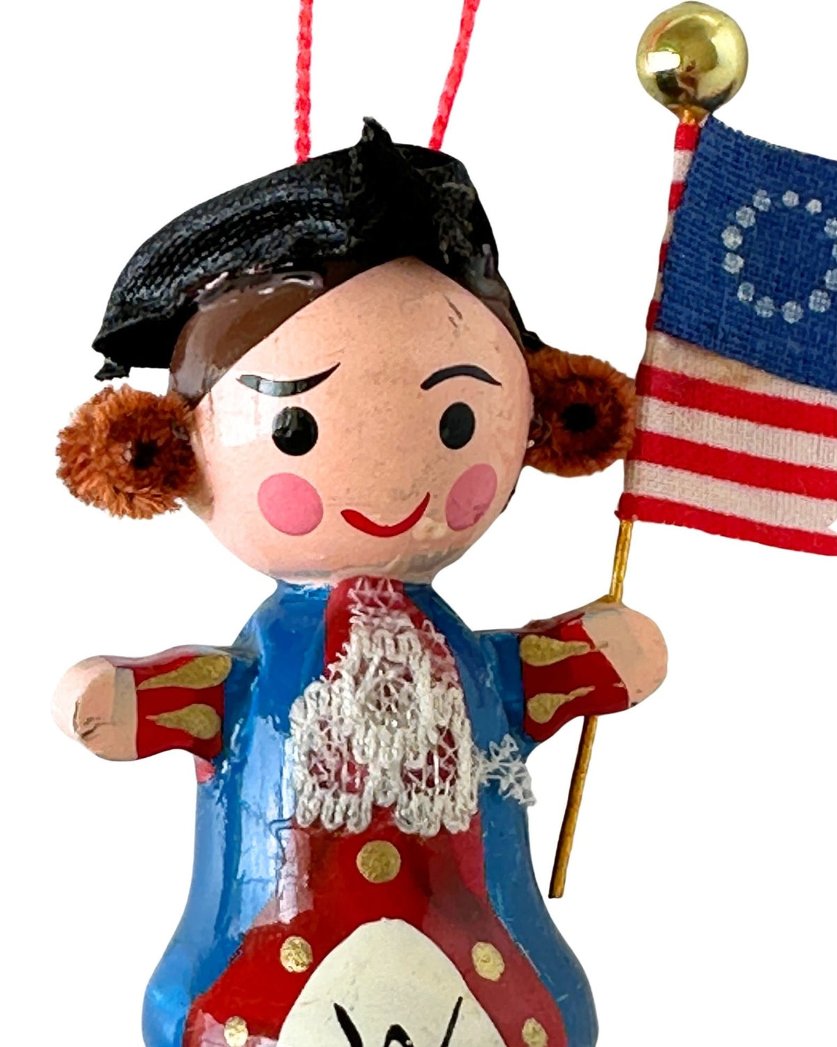 American Vintage George Washington Wooden Ornament with Colonial Flag