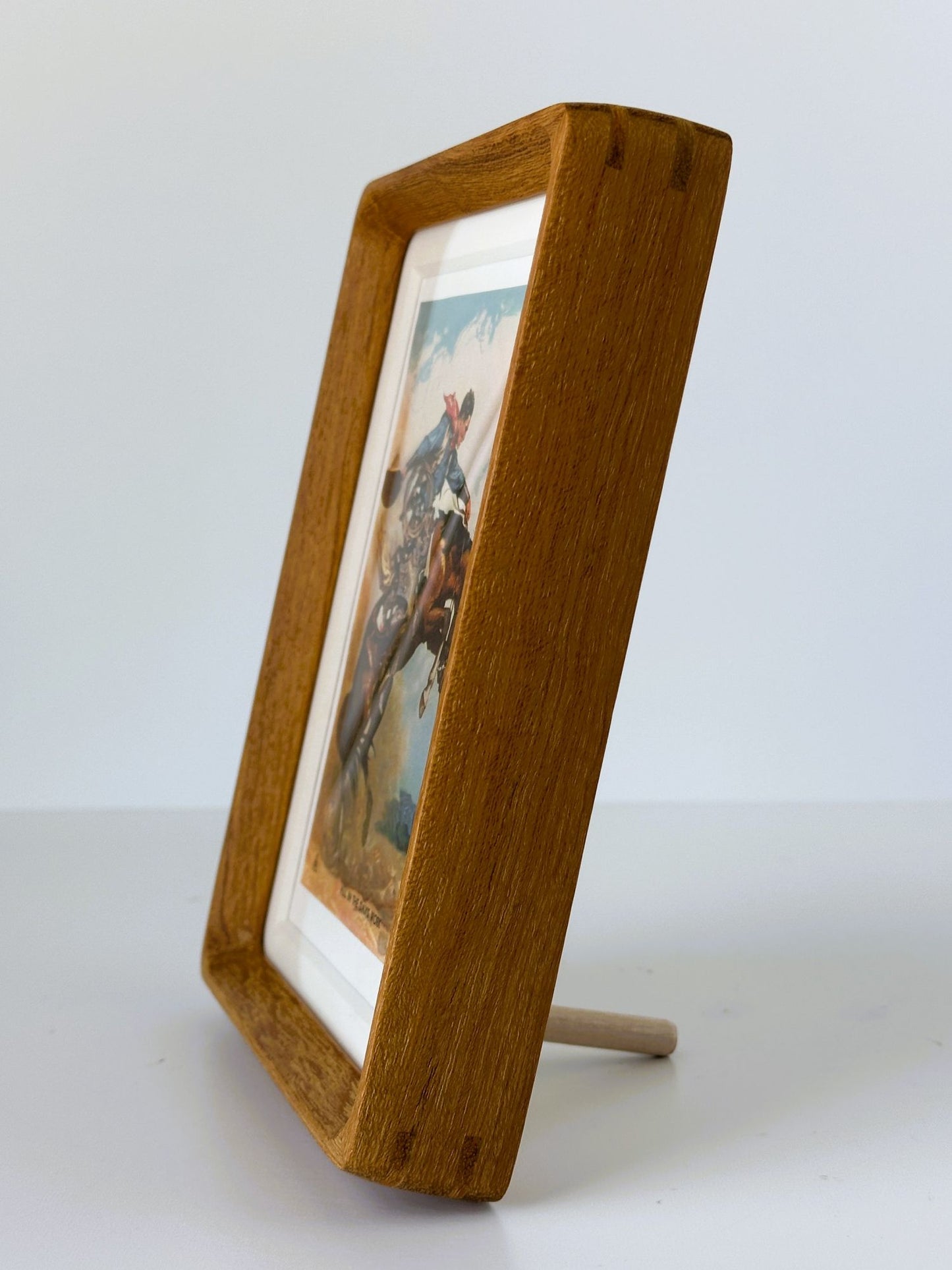 American West Cowboy Northern Pacific Railroad Ad Vintage Postcard Solid Wood Framed