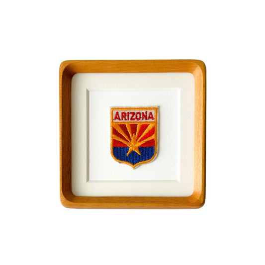 Arizona Flag Banner Vintage Patch Wood Framed