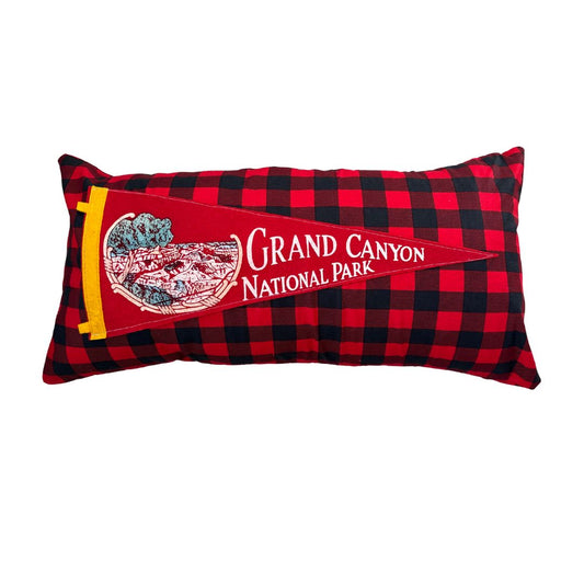 Arizona Grand Canyon National Park Vintage 1960s Pennant on New Woven Throw Pillow