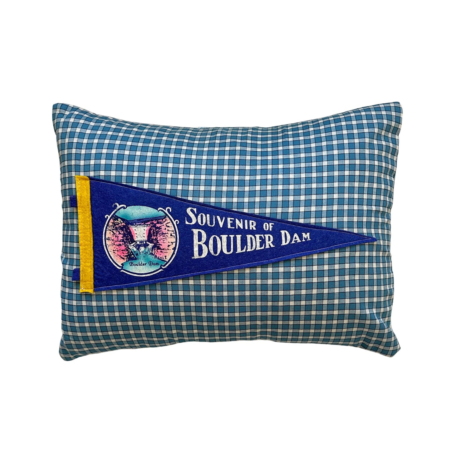 Arizona Hoover Dam Boulder Dam Vintage 1940s Pennant on New Woven Throw Pillow