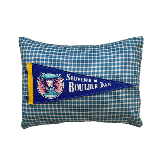 Arizona Hoover Dam Boulder Dam Vintage 1940s Pennant on New Woven Throw Pillow