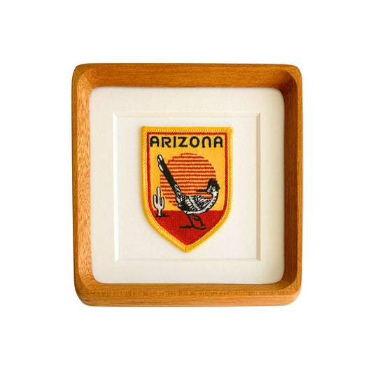 Arizona Roadrunner Vintage Patch Wood Framed
