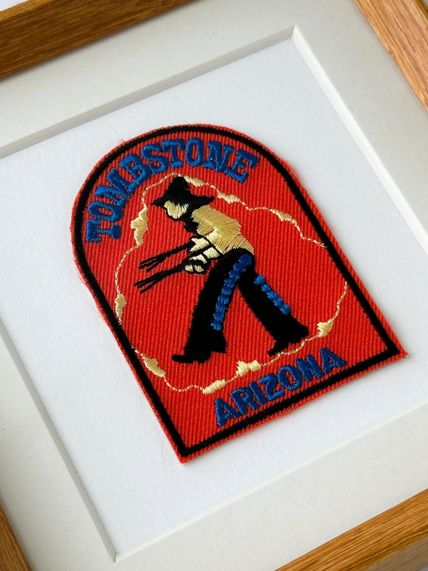 Arizona Tombstone Old Western Vintage Patch Wood Framed