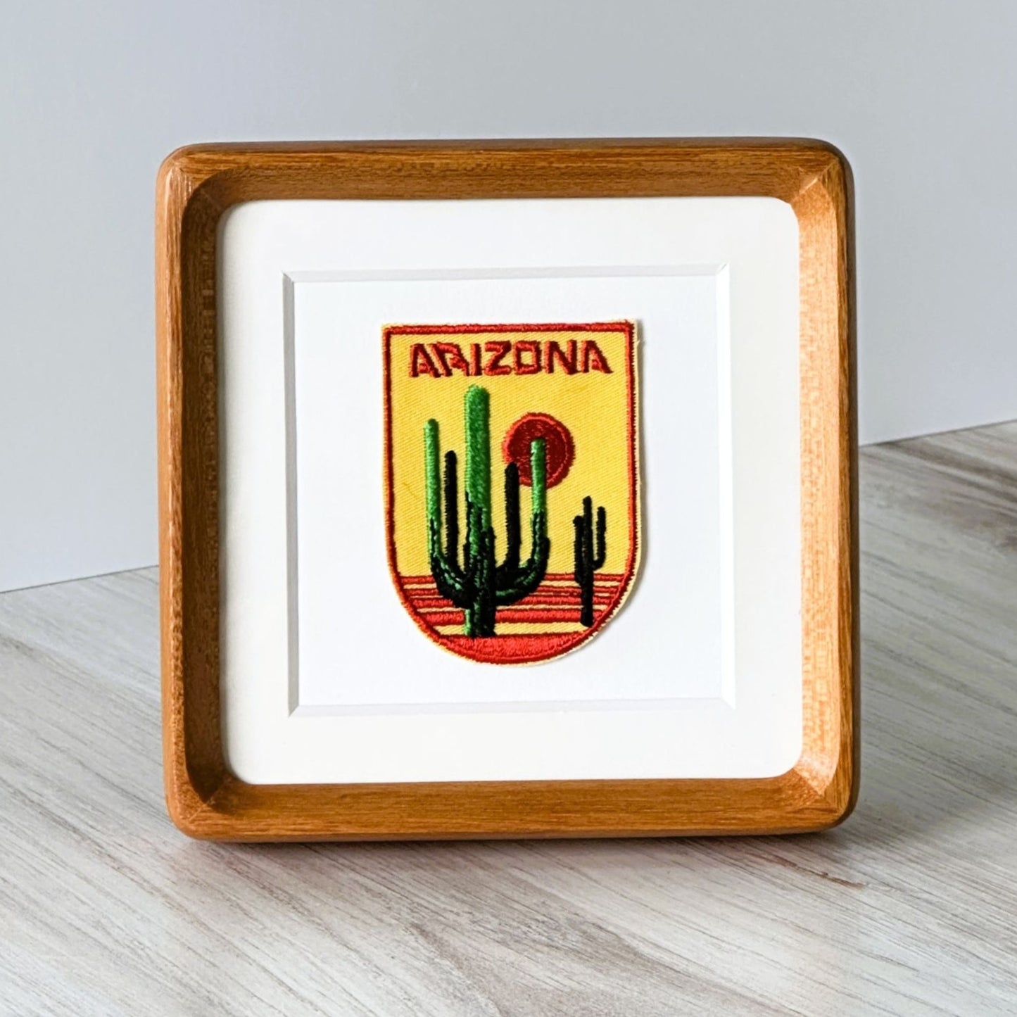 Arizona Cactus Vintage Patch Wood Framed