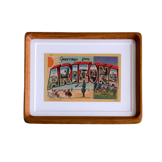 Arizona Greetings from Arizona Framed Vintage Linen Postcard