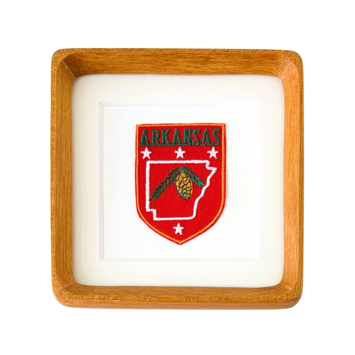 Arkansas Pinecone Vintage Framed Travel Patch