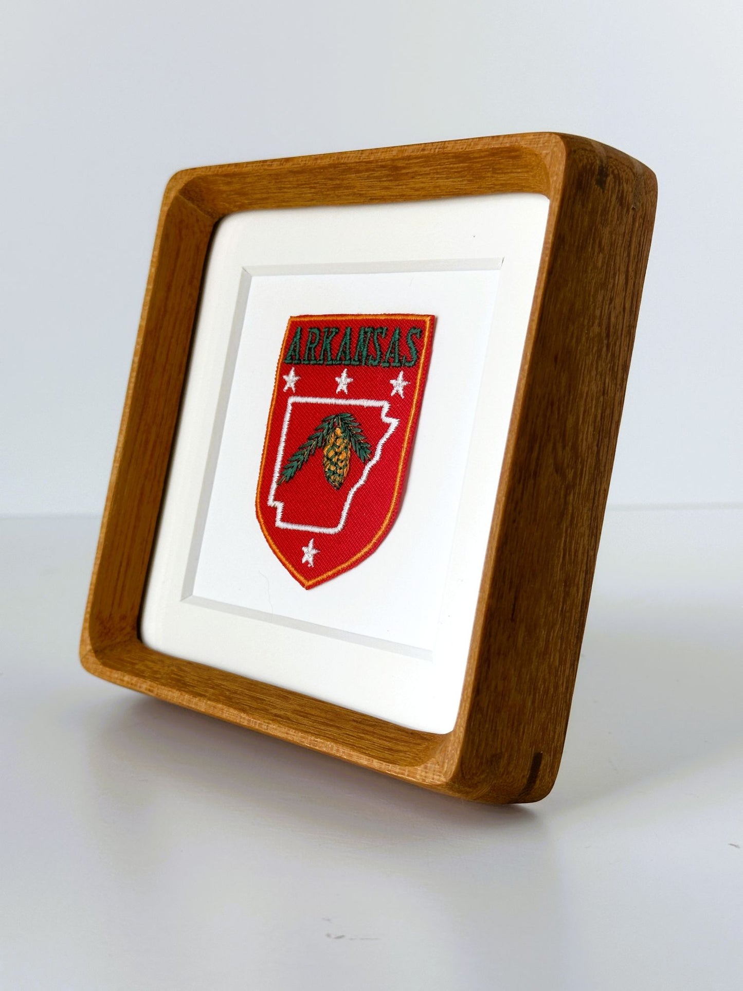 Arkansas Pinecone Vintage Framed Travel Patch